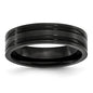 High-Quality 6mm Grooved Black Titanium Band - Stylish Brushed & Polished Finish-5