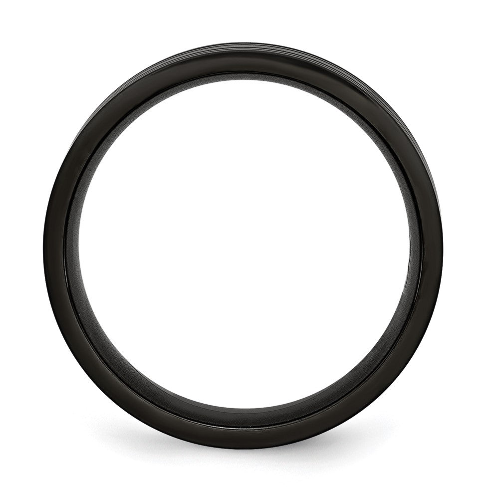 High-Quality 8mm Grooved Band - Stylish Black IP-Plated Titanium Ring