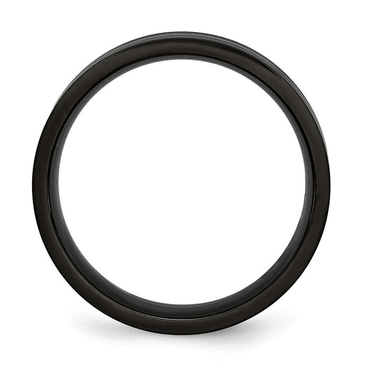 High-Quality 8mm Grooved Band - Stylish Black IP-Plated Titanium Ring