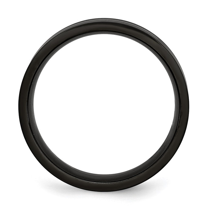 High-Quality 8mm Grooved Band - Stylish Black IP-Plated Titanium Ring-2