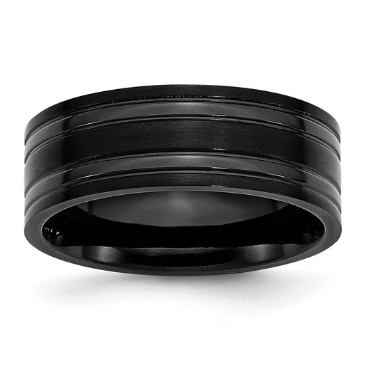 Exclusive 8mm Grooved Band - Brushed & Polished Black IP-Plated Titanium
