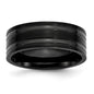Buy Stylish 8mm Grooved Band in Brushed & Polished Black IP-Plated Titanium-9