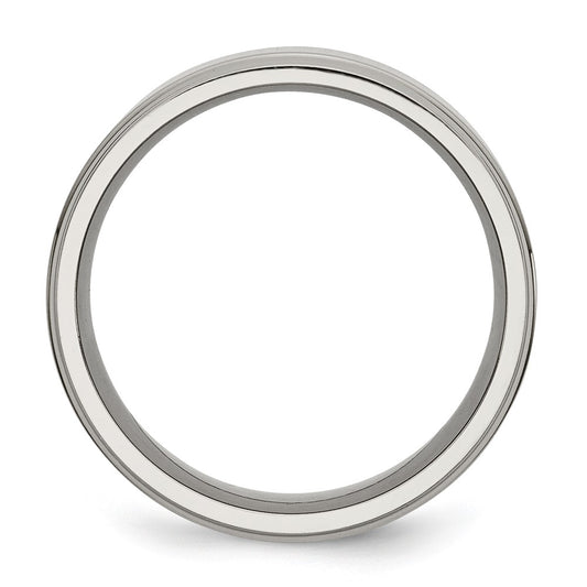 Buy 8mm Chisel Polished Titanium Band - Stylish Ridged Edge Design