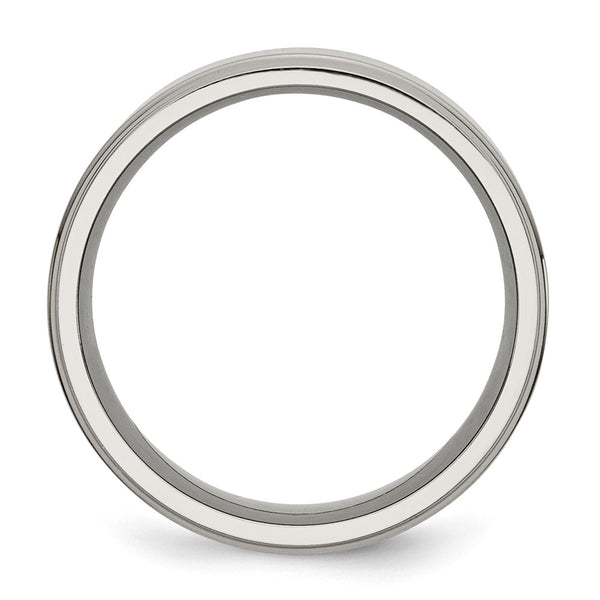 8mm Polished Titanium Band - Ridged Edges