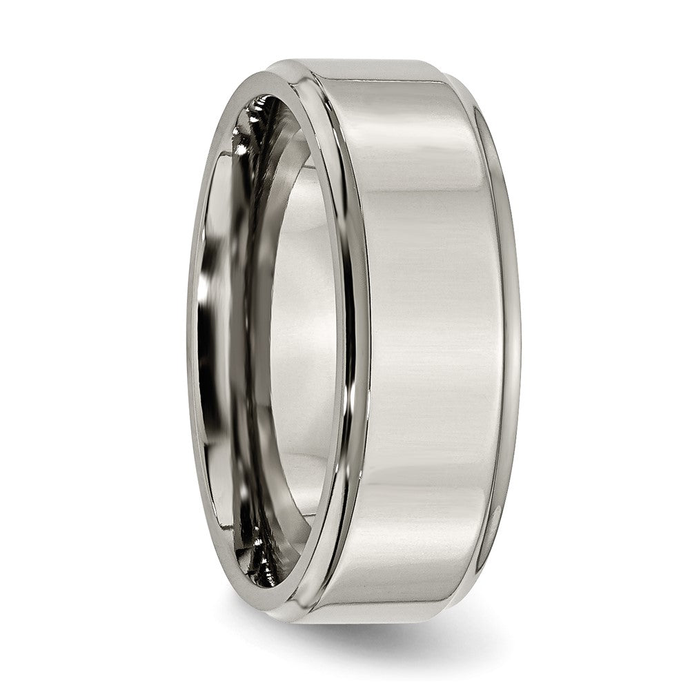 Buy High-quality 8mm Polished Titanium Band - Stylish Ridged Edge, Affordable Price