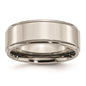 Buy Stylish 8mm Polished Titanium Chisel Ring - Exclusive Ridged Edge Design-5