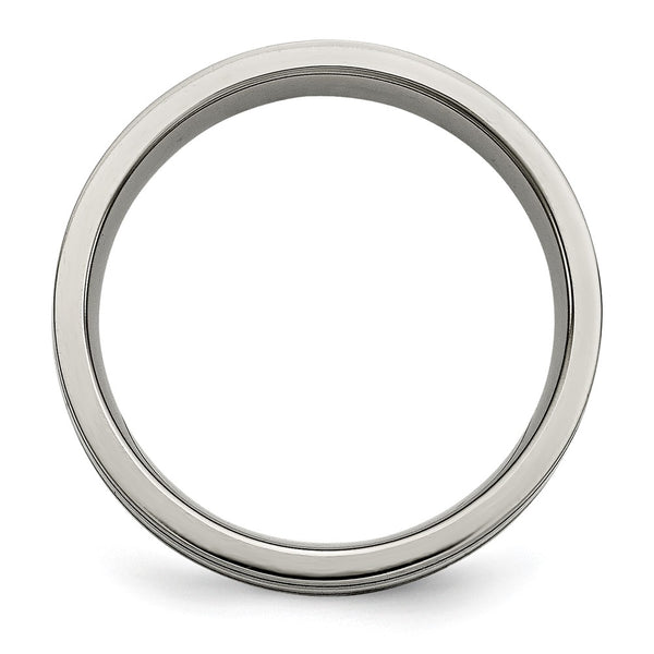 6mm Titanium Chisel Band with Sterling Silver Inlay
