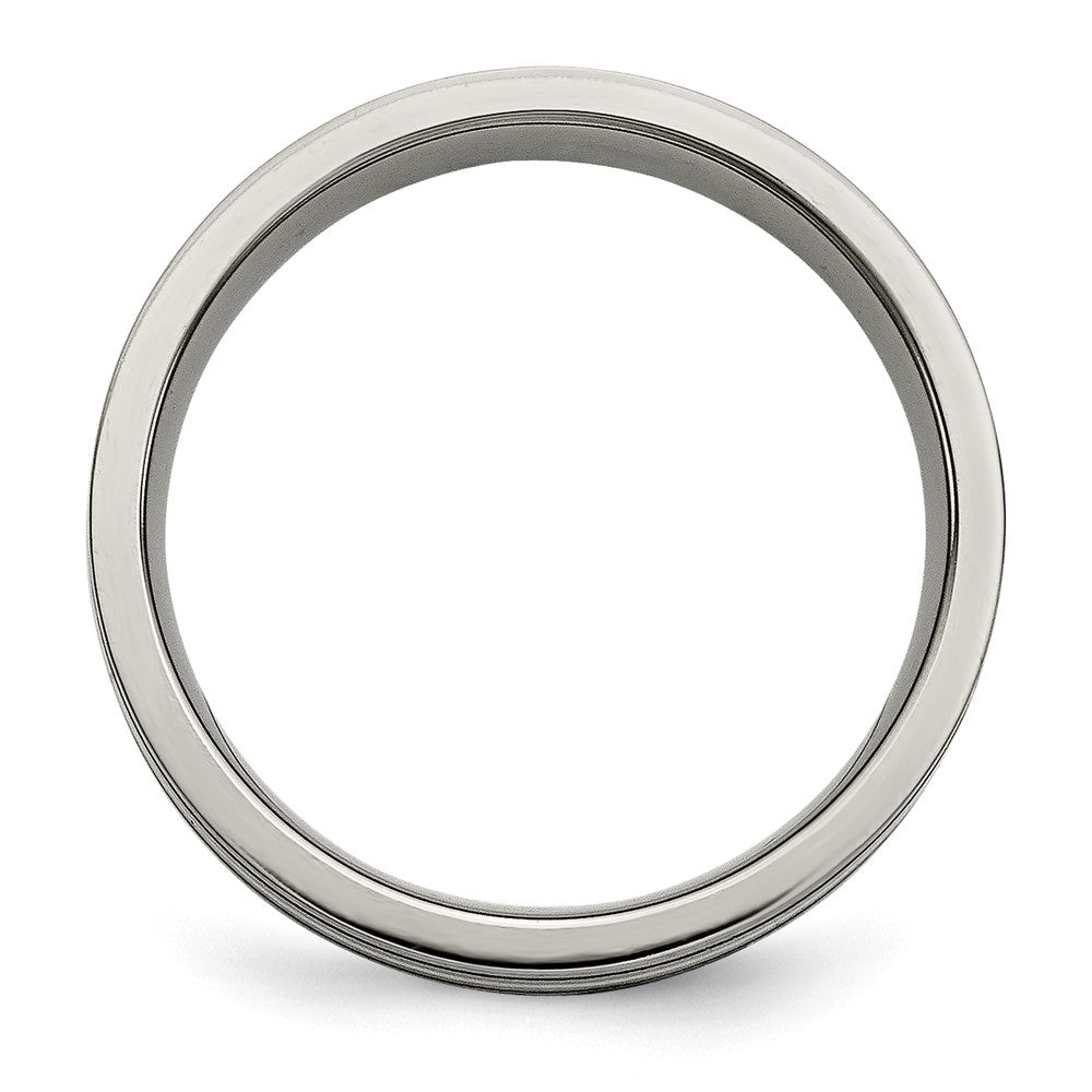 Buy Stylish 6mm Titanium Chisel Band with Sterling Silver Inlay - Affordable Luxury