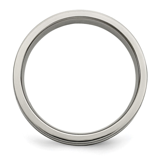 Buy Stylish 6mm Titanium Chisel Band with Sterling Silver Inlay - Affordable Luxury