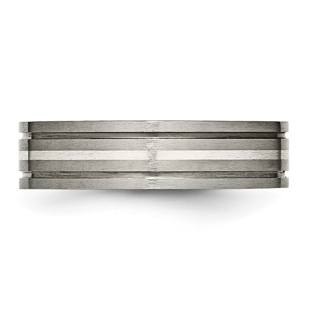 Buy High-Quality 6mm Titanium Brushed Chisel Band with Sterling Silver Inlay