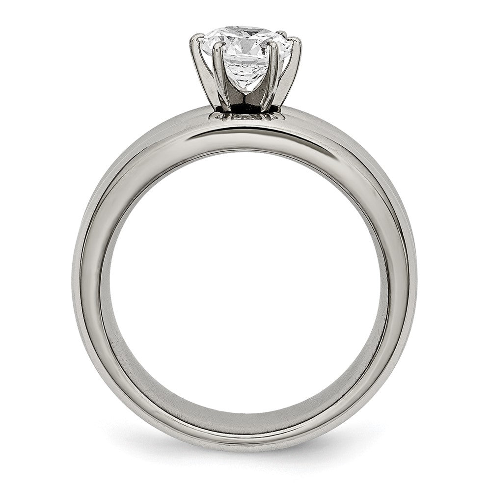 Buy Stylish Polished Titanium Chisel Ring with CZ Accents - 14K Gold Finish