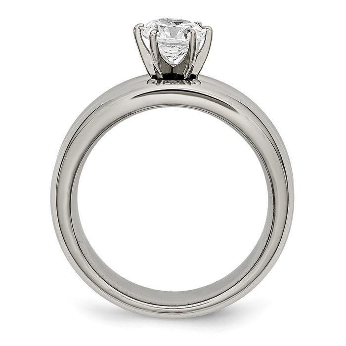 Buy Stylish Polished Titanium Chisel Ring with CZ Accents - 14K Gold Finish-2