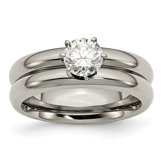 Buy Stylish Polished Titanium Chisel Ring with CZ Accents - 14K Gold Finish