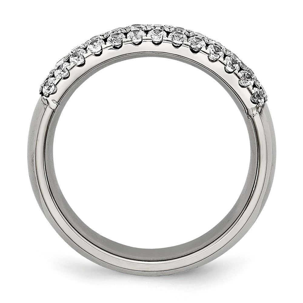 Buy Stylish Chiseled Titanium Polished Multi-Row CZ Ring - 7mm, Luxury Design