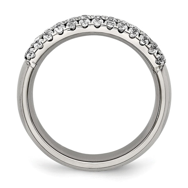 Chiseled Titanium Polished Multi-Row CZ Ring - 7mm