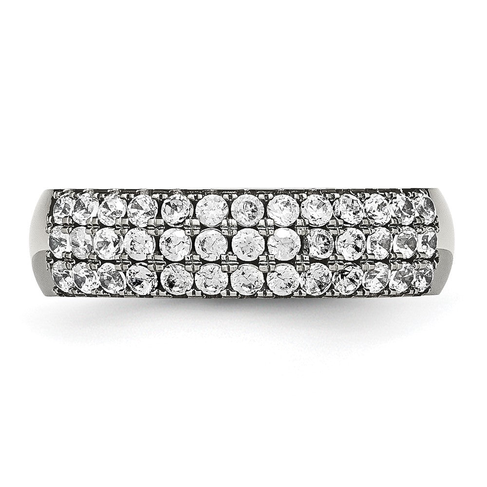 Buy Stylish Chiseled Titanium Polished Multi-Row CZ Ring - 7mm, Luxury Design