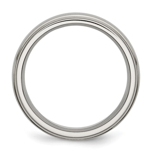 Buy Stylish 7mm Brushed Titanium Ridged Edge Chisel Band - High-Quality Design