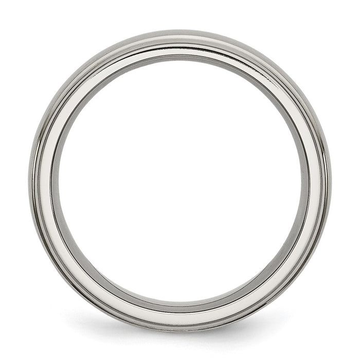 Buy High-Quality 7mm Titanium Chisel Band | Stylish Brushed Center & Ridged Edges-2