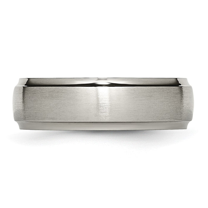 Buy High-Quality 7mm Titanium Chisel Band | Stylish Brushed Center & Ridged Edges-3