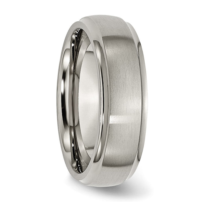 Buy High-Quality 7mm Titanium Chisel Band | Stylish Brushed Center & Ridged Edges-4