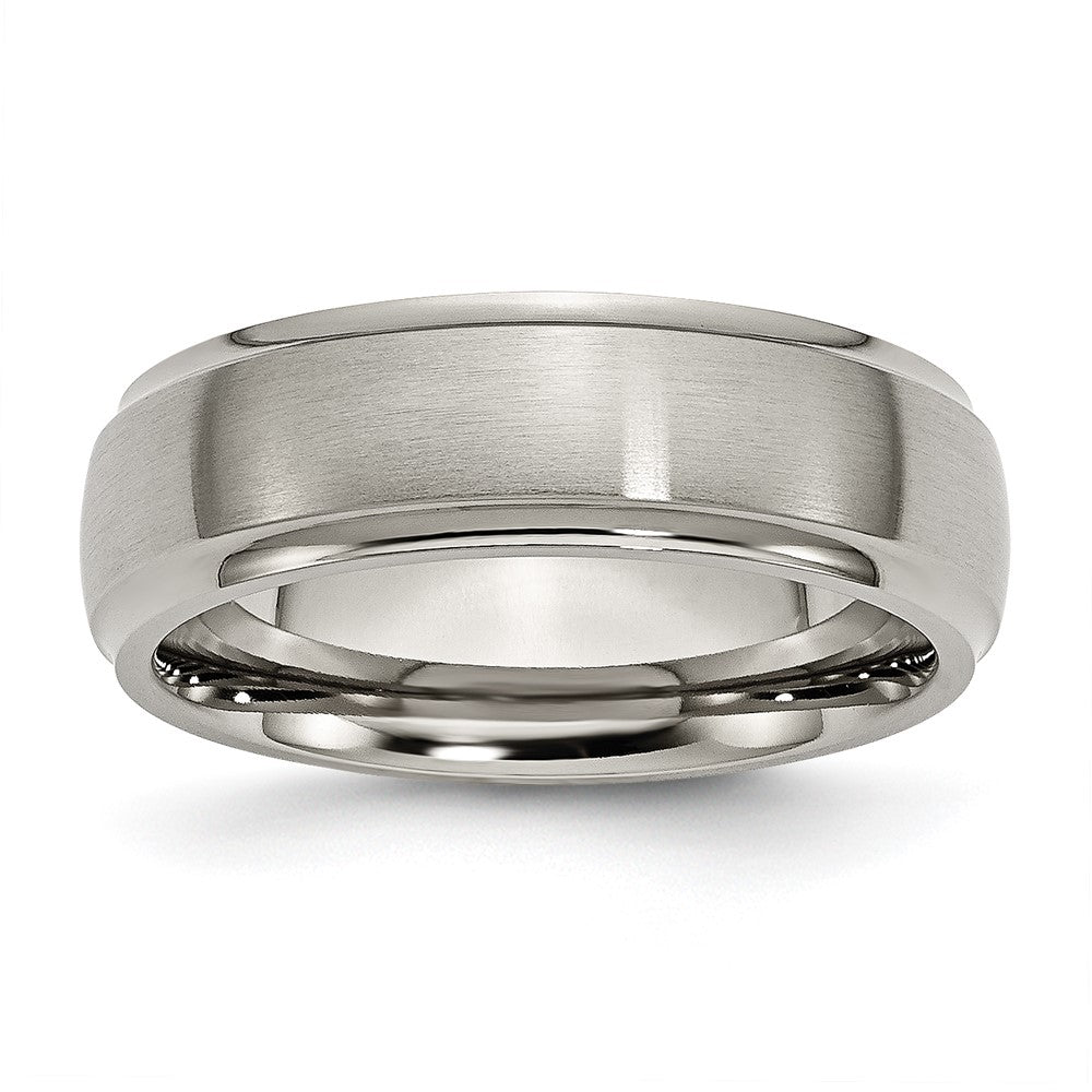 Buy Stylish 7mm Brushed Titanium Ridged Edge Chisel Band - High-Quality Design