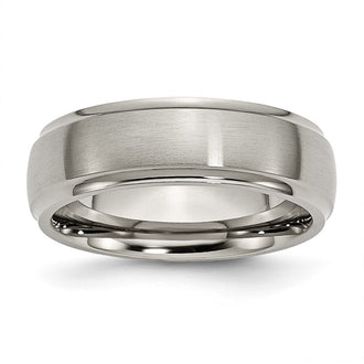 Buy High-Quality 7mm Titanium Chisel Band | Stylish Brushed Center & Ridged Edges