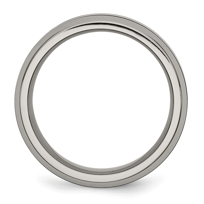Exclusive 8mm Chiseled Titanium Beveled Band with Black Ceramic - Stylish Value-2