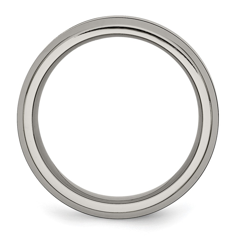 Buy Stylish 8mm Chiseled Titanium Beveled Band with Black Ceramic Center