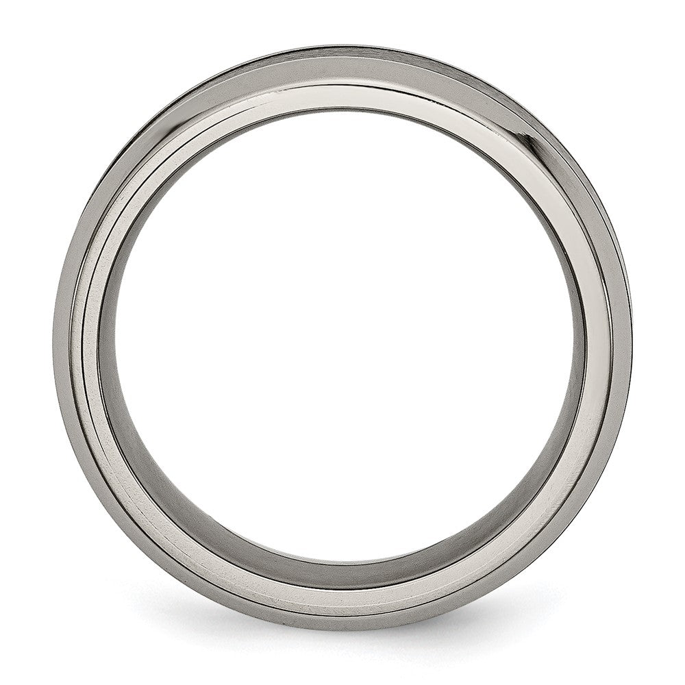 Buy Stylish 8mm Chiseled Titanium Beveled Band with Black Ceramic Center