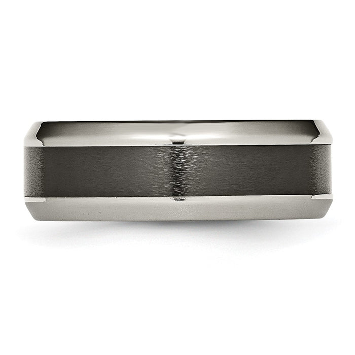 Exclusive Chiseled Titanium 8mm Beveled Band with Black Ceramic Center - Stylish Value-3
