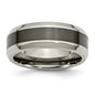 Exclusive 8mm Chiseled Titanium Beveled Band with Black Ceramic Center-1