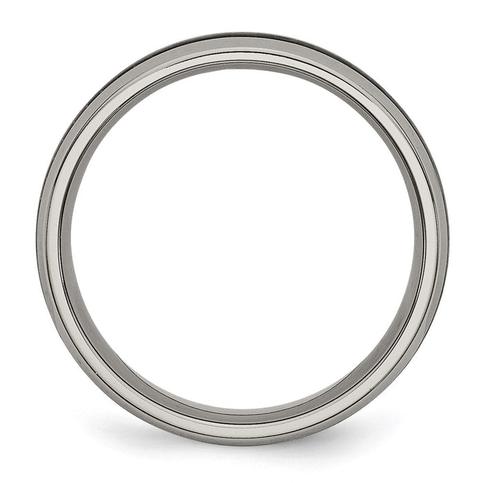 Buy Stylish 6mm Chisel Titanium Band with Polished Finish & Carbon Fiber Inlay-2