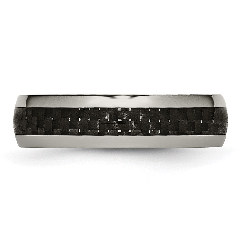 Buy Stylish 6mm Titanium Chisel Band with Black Carbon Fiber Inlay - Affordable Luxury