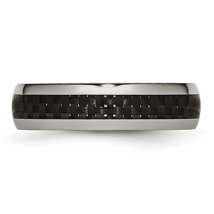 Buy Stylish 6mm Titanium Chisel Band with Black Carbon Fiber Inlay - Affordable Luxury-3