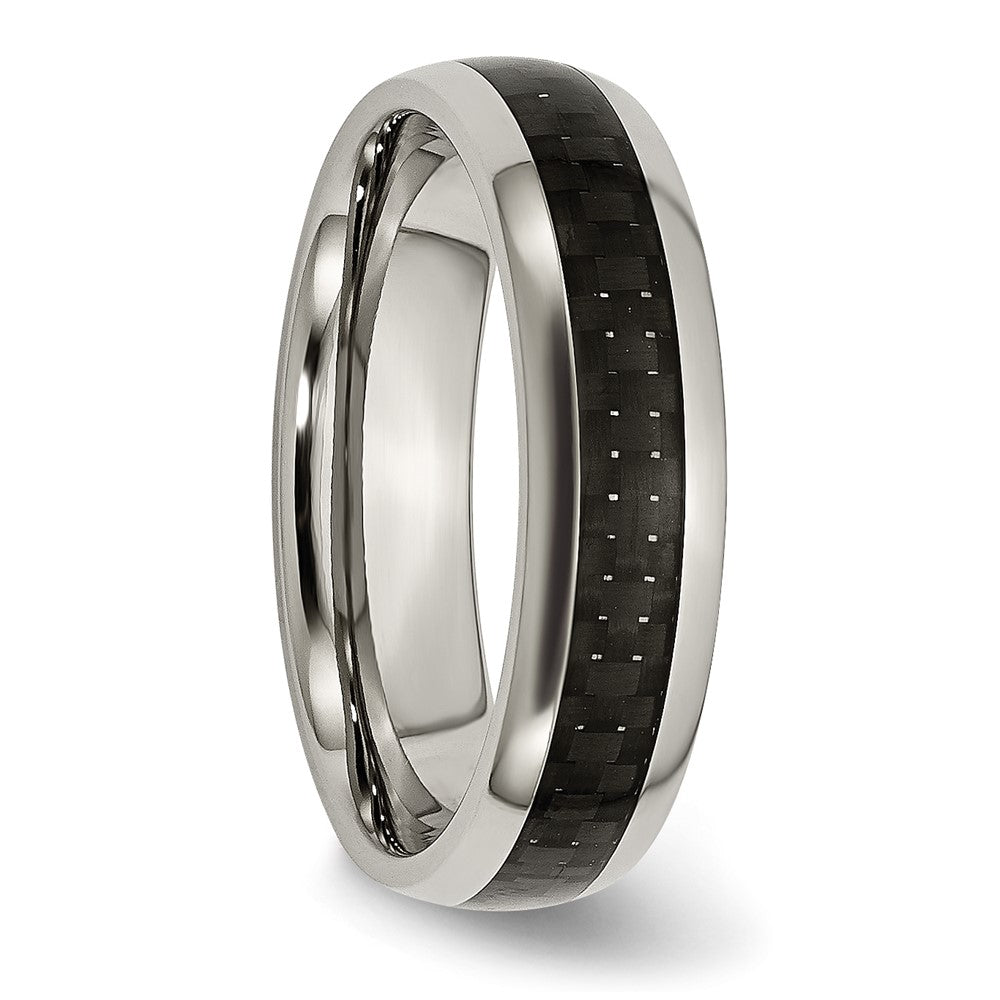 Buy Stylish 6mm Titanium Chisel Band with Black Carbon Fiber Inlay - Affordable Luxury