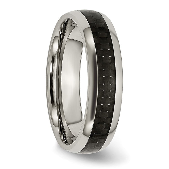 Buy Stylish 6mm Titanium Chisel Band with Black Carbon Fiber Inlay - Affordable Luxury-4