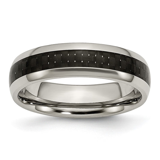 Buy Stylish 6mm Chisel Titanium Band with Polished Finish & Carbon Fiber Inlay