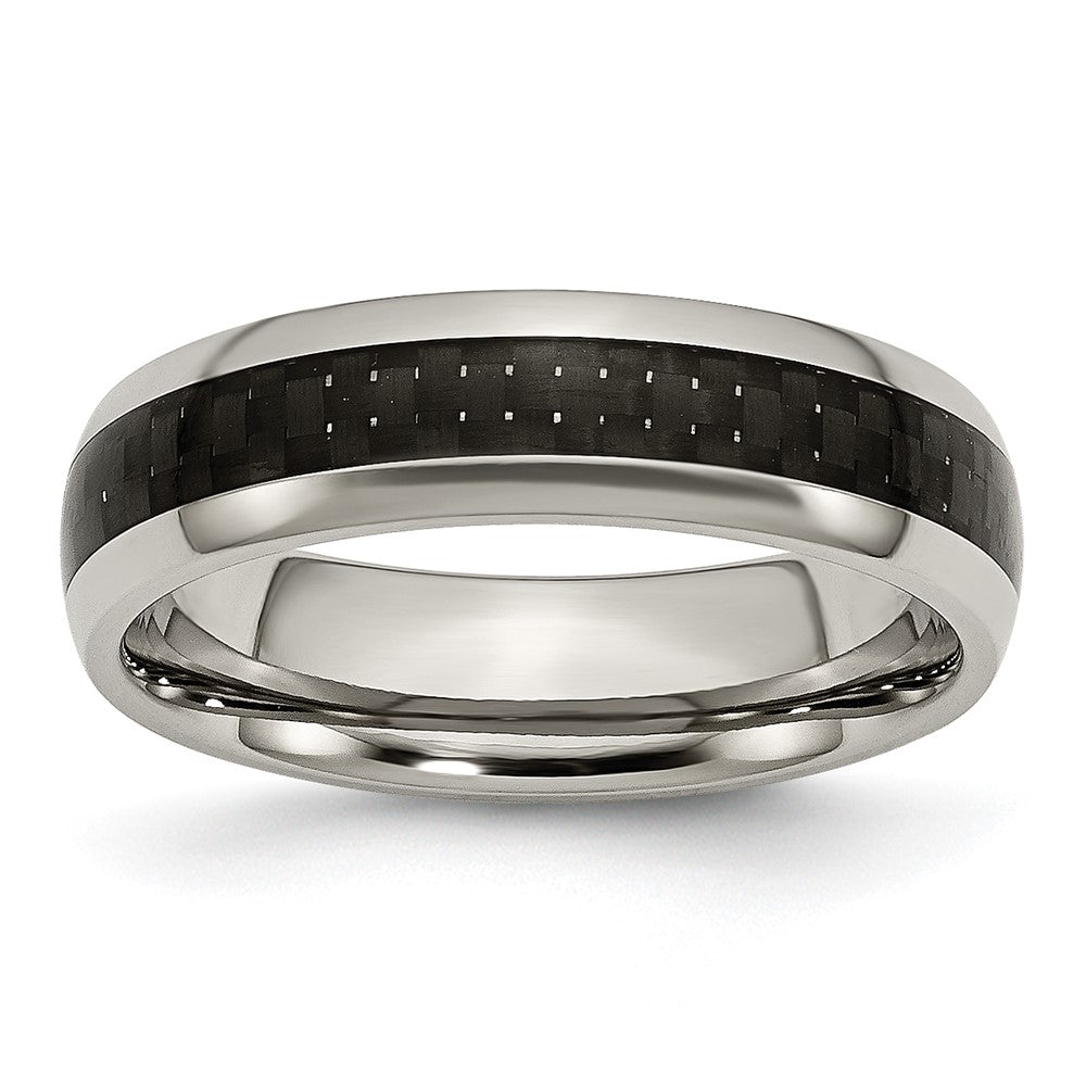 Buy Stylish 6mm Titanium Chisel Band with Black Carbon Fiber Inlay - Affordable Luxury
