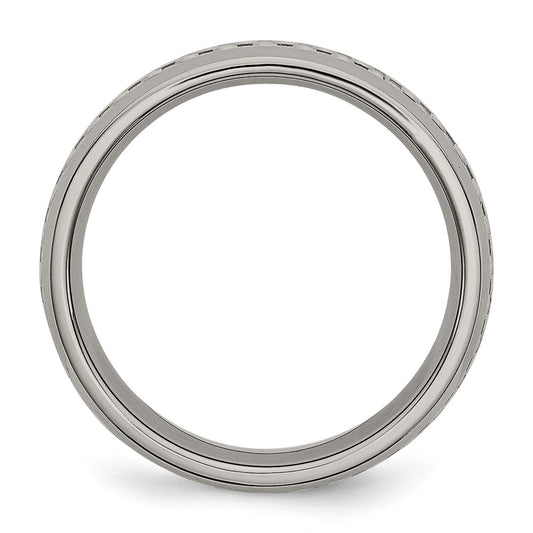 High-Quality Chisel 6mm Titanium Band | Stylish Polished Finish & Carbon Inlay