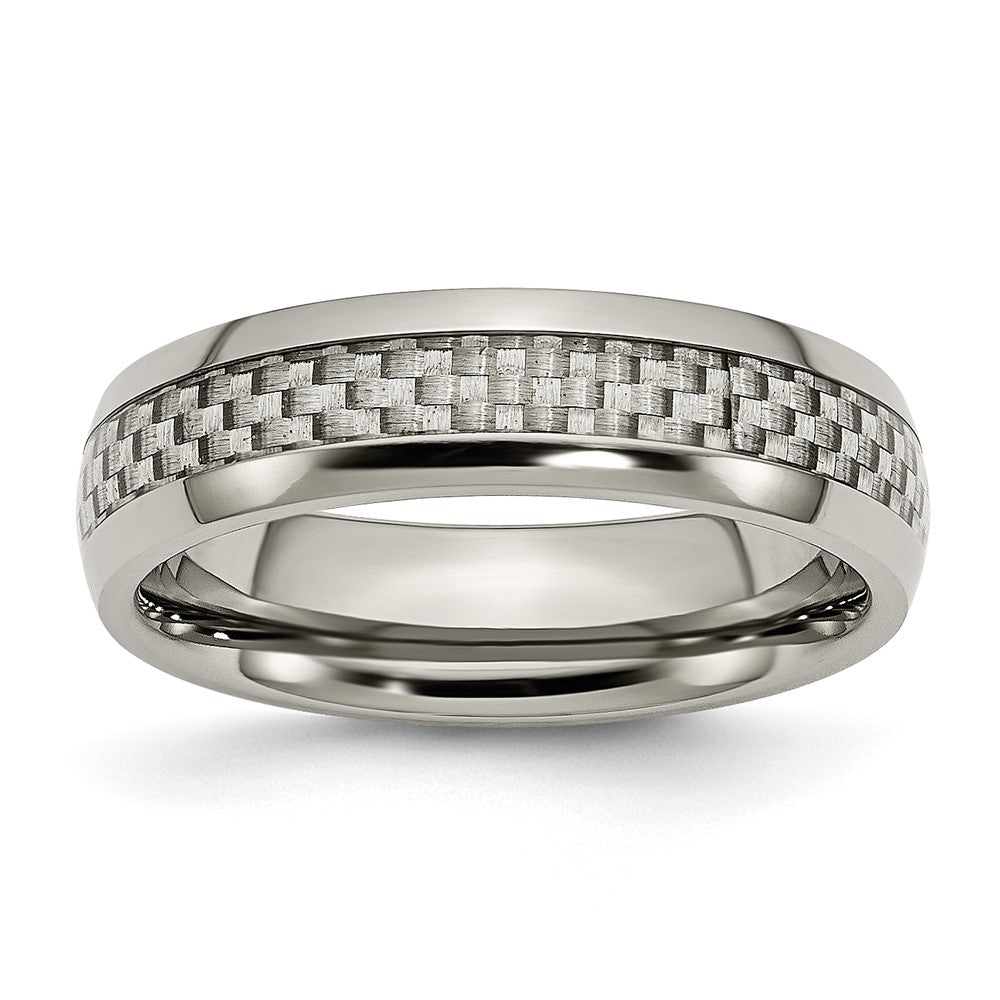 High-Quality Chisel 6mm Titanium Band | Stylish Polished Finish & Carbon Inlay