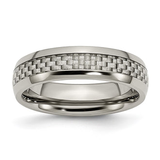 High-Quality Chisel 6mm Titanium Band | Stylish Polished Finish & Carbon Inlay