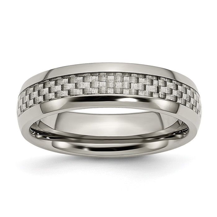High-Quality Chisel 6mm Titanium Band | Stylish Polished Finish & Carbon Inlay-1