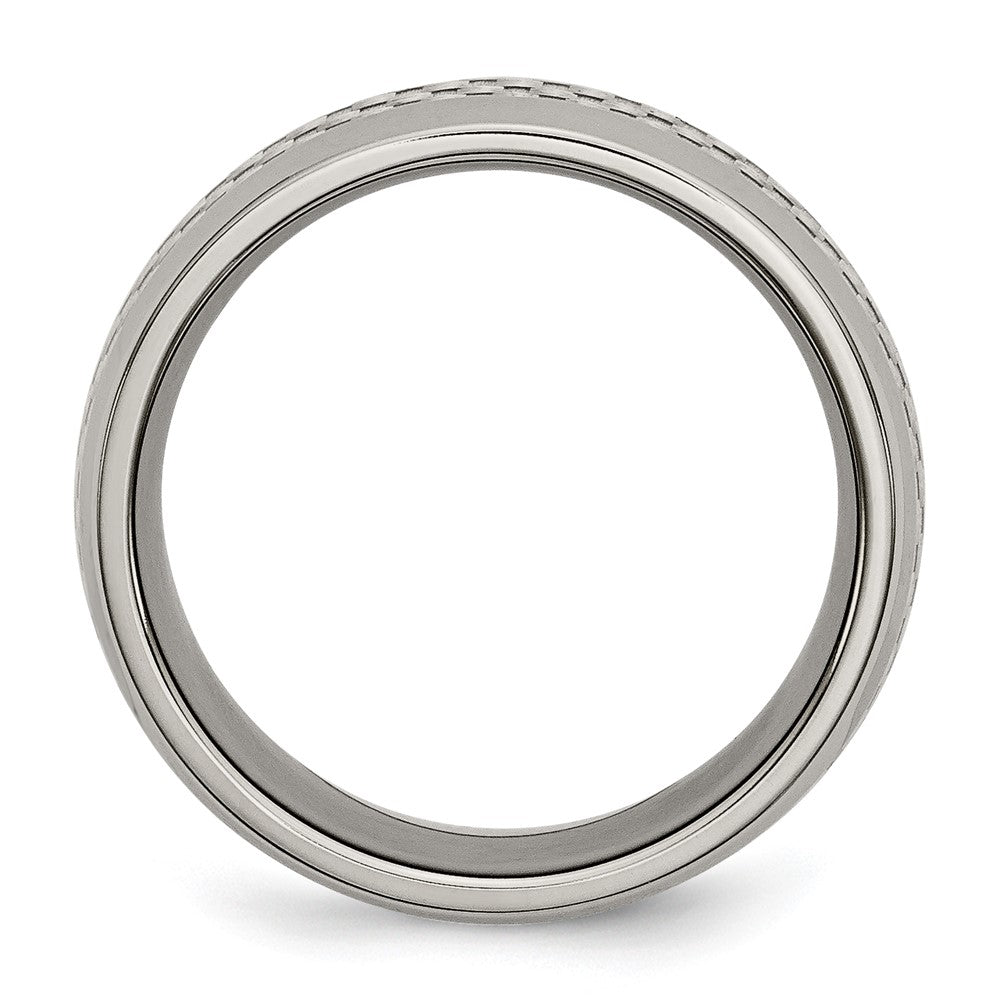 Buy Stylish 8mm Titanium Chisel Band with Grey Carbon Fiber Inlay, Luxury Finish