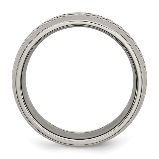 Buy 8mm Titanium Chisel Band with Grey Carbon Fiber Inlay - Stylish Luxury