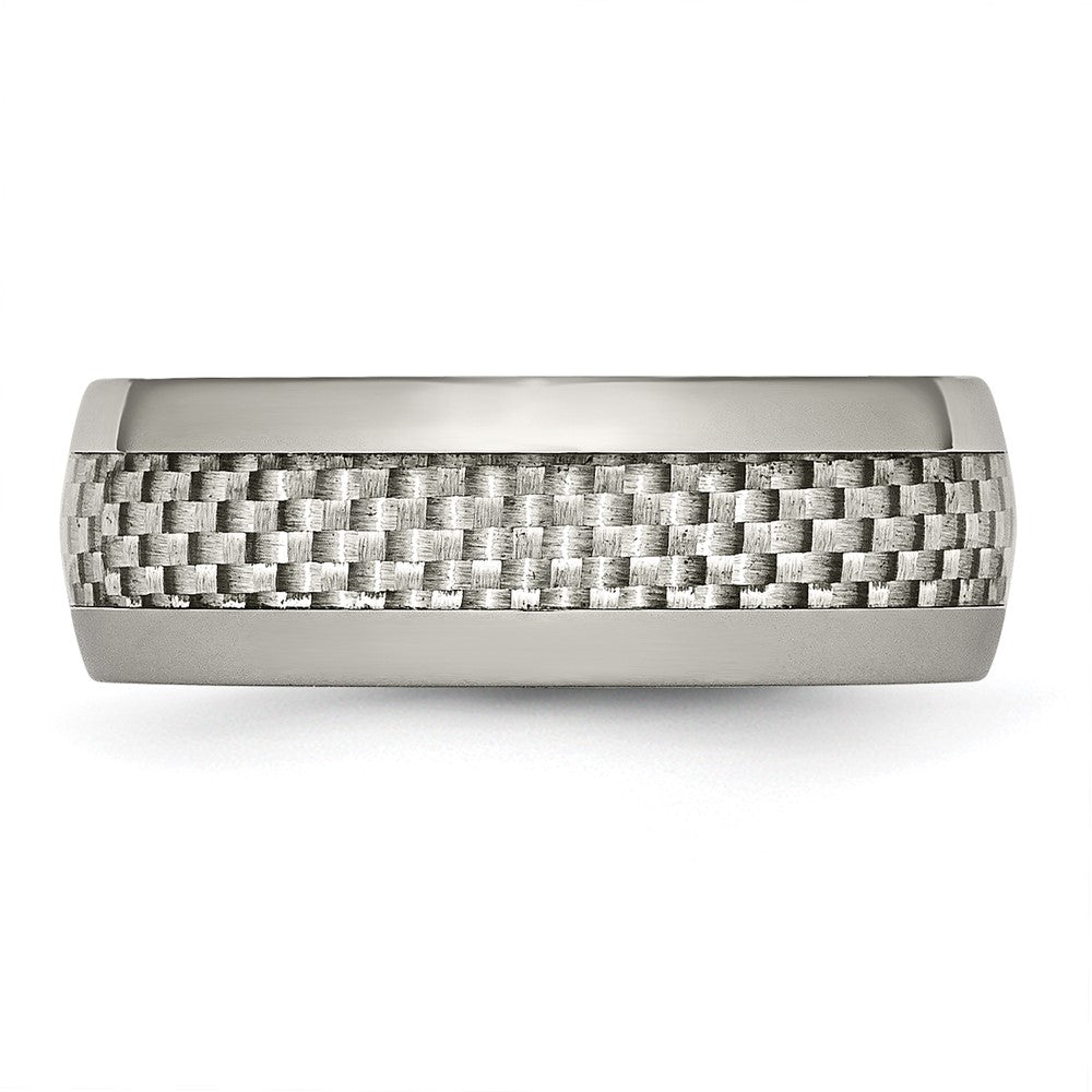 Buy Stylish 8mm Titanium Chisel Band with Grey Carbon Fiber Inlay, Luxury Finish