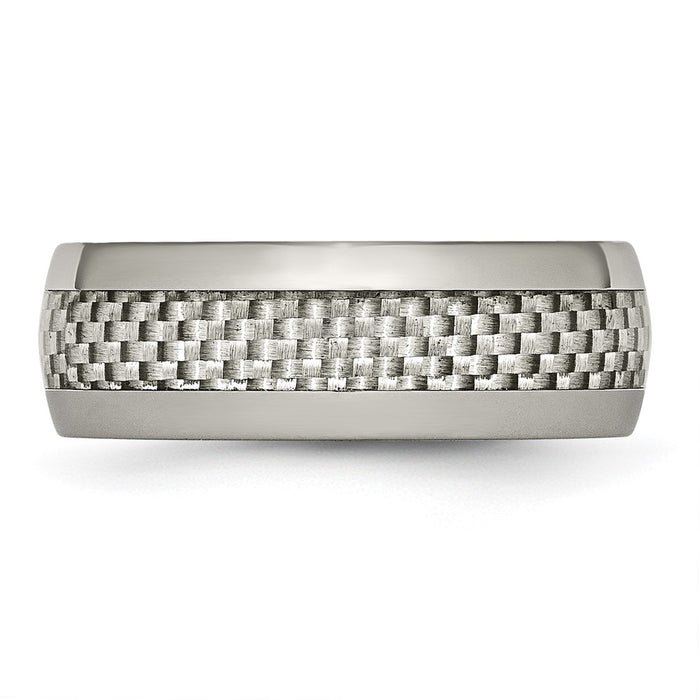 Buy Stylish 8mm Titanium Chisel Band with Grey Carbon Fiber Inlay-3