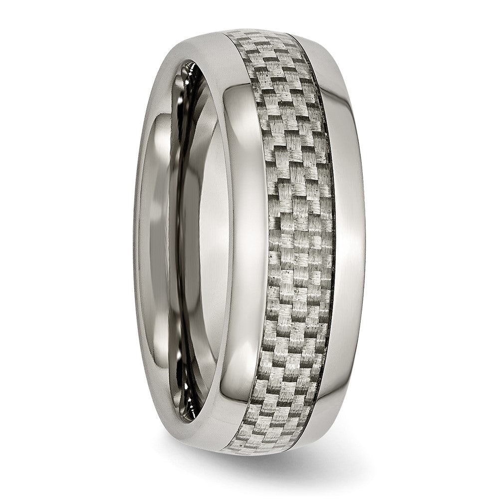 Buy Stylish 8mm Titanium Chisel Band with Grey Carbon Fiber Inlay