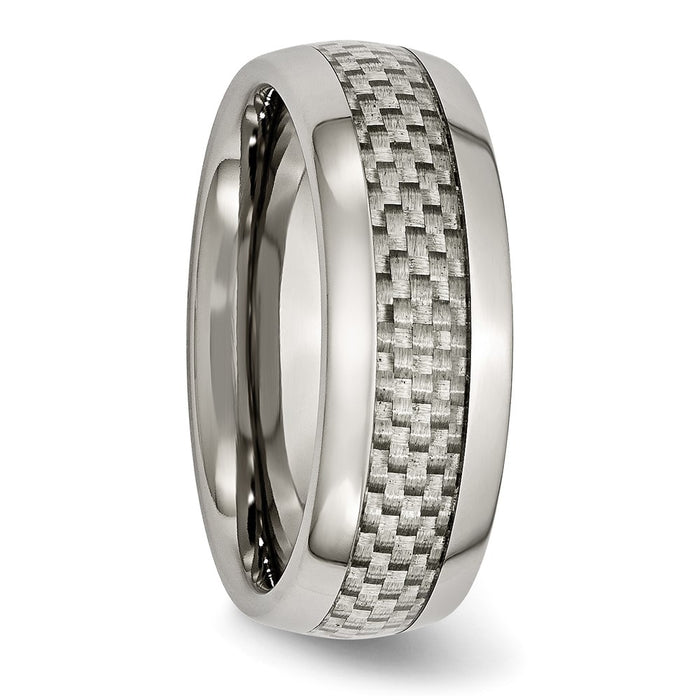 Buy Stylish 8mm Titanium Chisel Band with Grey Carbon Fiber Inlay-4