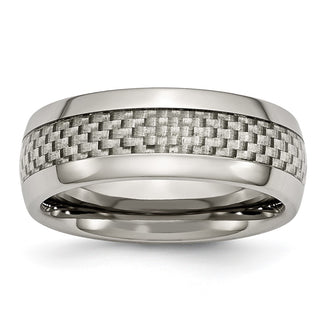 Buy Stylish 8mm Chisel Titanium Band with Grey Carbon Fiber Inlay