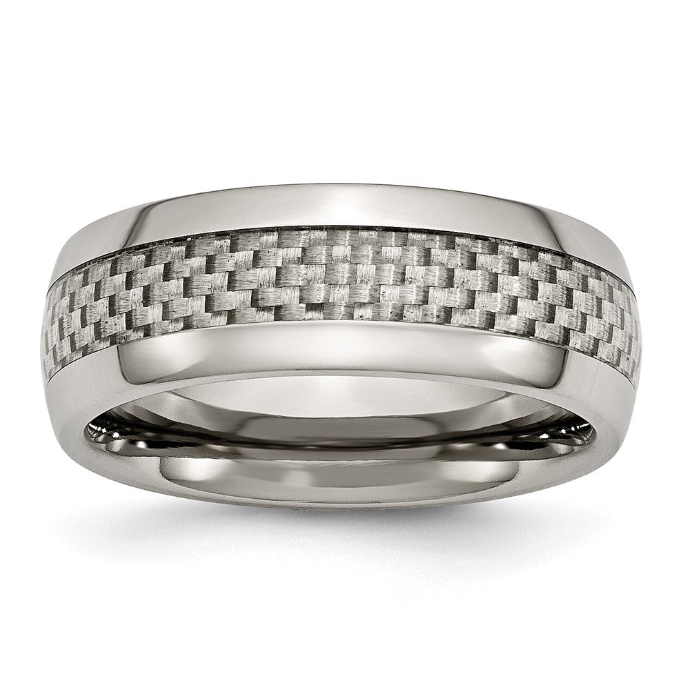 Buy Stylish 8mm Titanium Chisel Band with Grey Carbon Fiber Inlay
